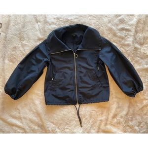 Ann Taylor Convertible Neck 3/4 Sleeve Full Zip-Up Jacket balloon sleeve